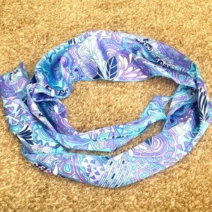 Satin patterned scarf, belt or head wrap.